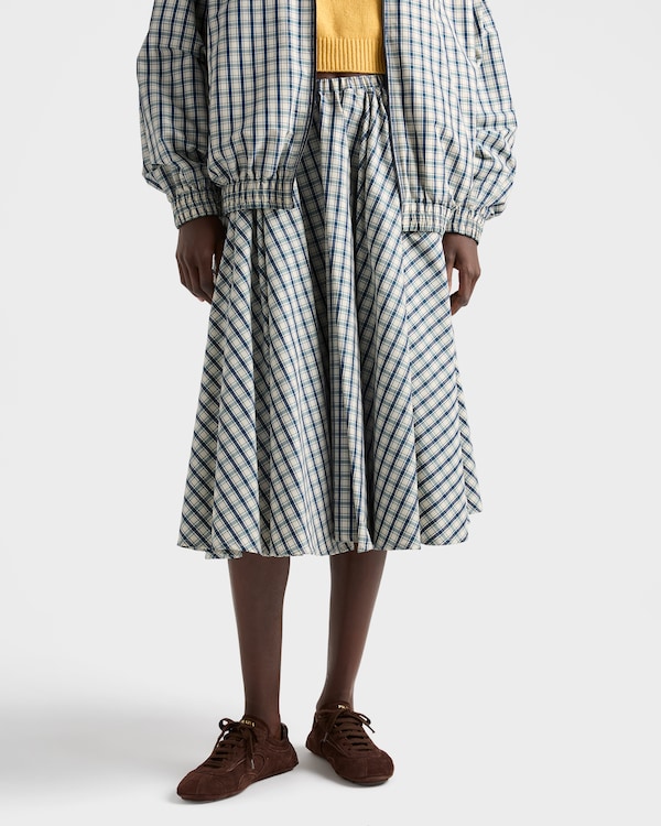 풀 체크드 샴브레이 스커트 - 아이보리/블루 풀 체크드 샴브레이 스커트 - 아이보리/블루