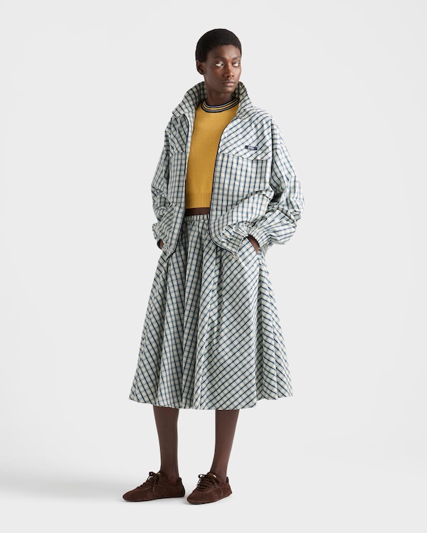 풀 체크드 샴브레이 스커트 - 아이보리/블루 풀 체크드 샴브레이 스커트 - 아이보리/블루