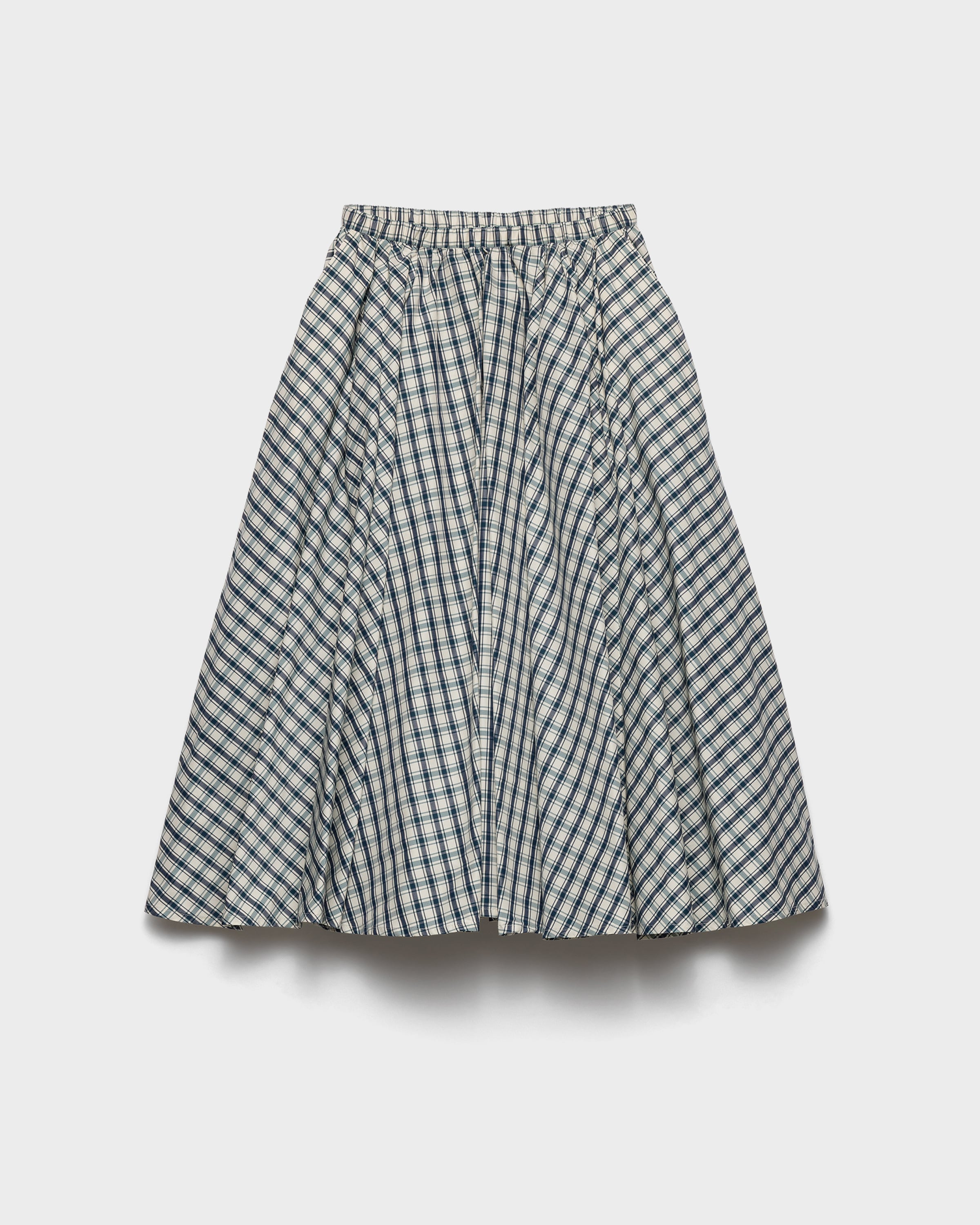 Ivory/Blue Full checked chambray skirt | PRADA - United States