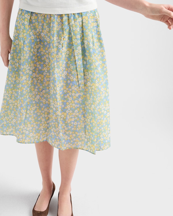 Full floral print Re-Nylon skirt - Cream Full floral print Re-Nylon skirt - Cream