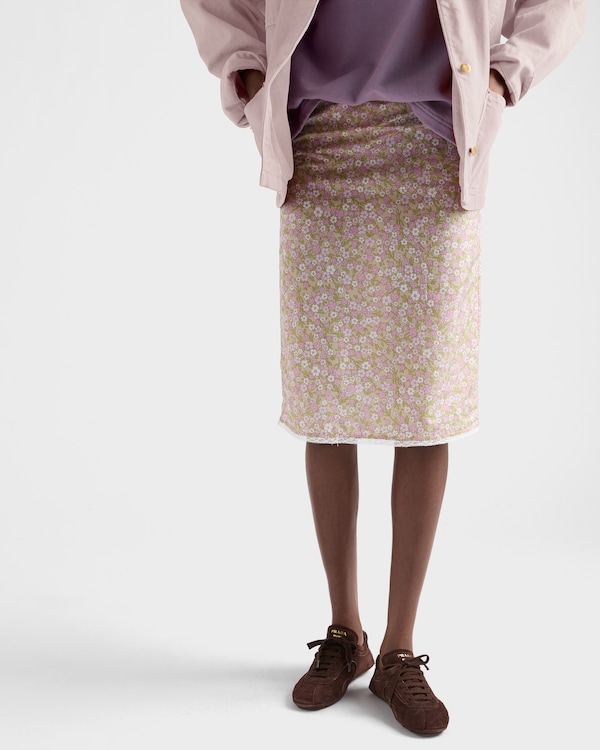 Floral print Re-Nylon midi-skirt - Alabaster Pink Floral print Re-Nylon midi-skirt - Alabaster Pink