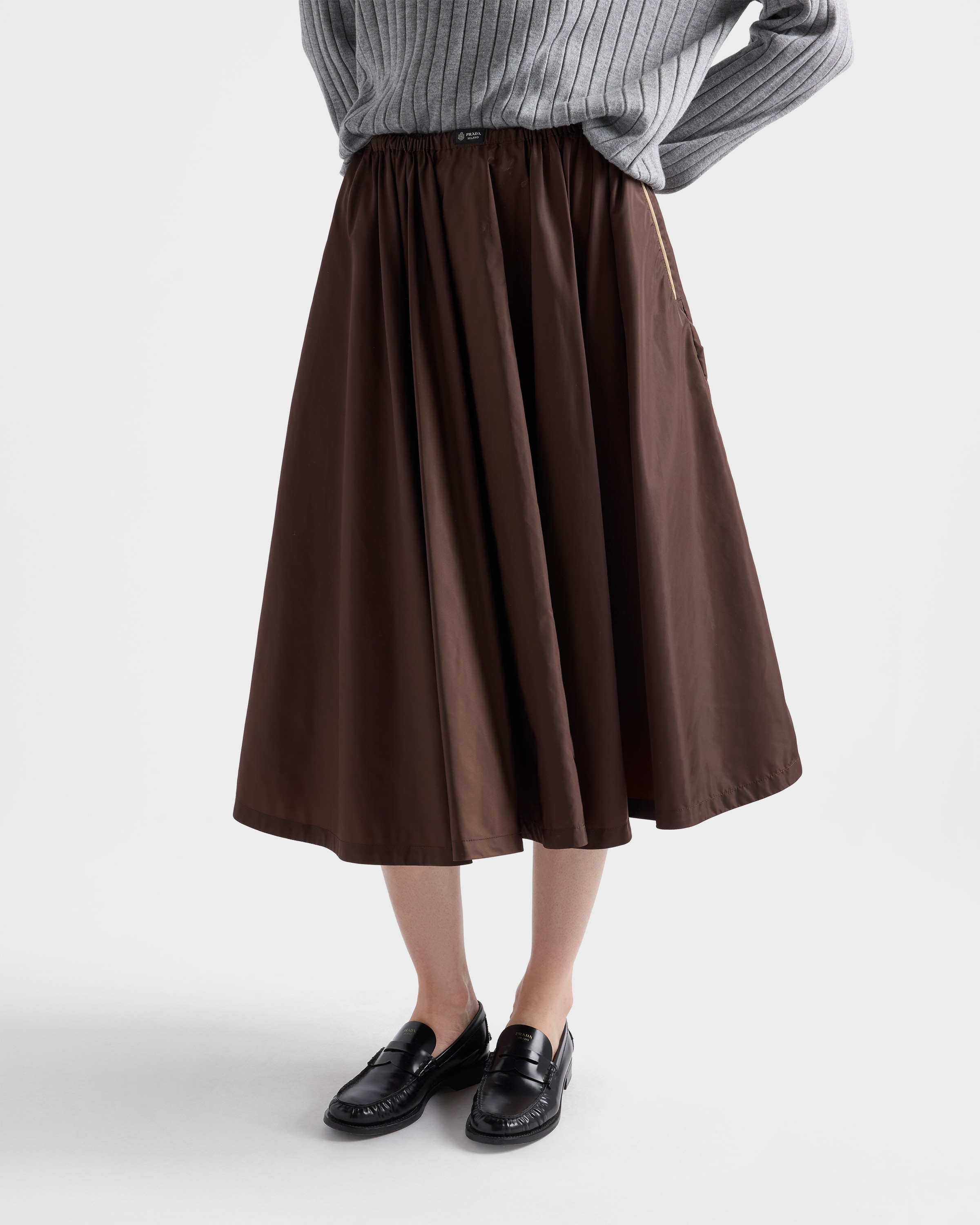 Ebony Lightweight, Gathered Re-nylon Skirt | PRADA