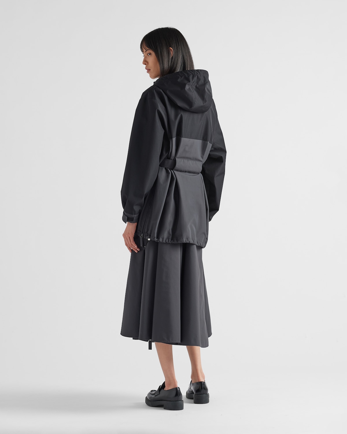Smoky Gray Technical Fabric Midi-skirt | PRADA