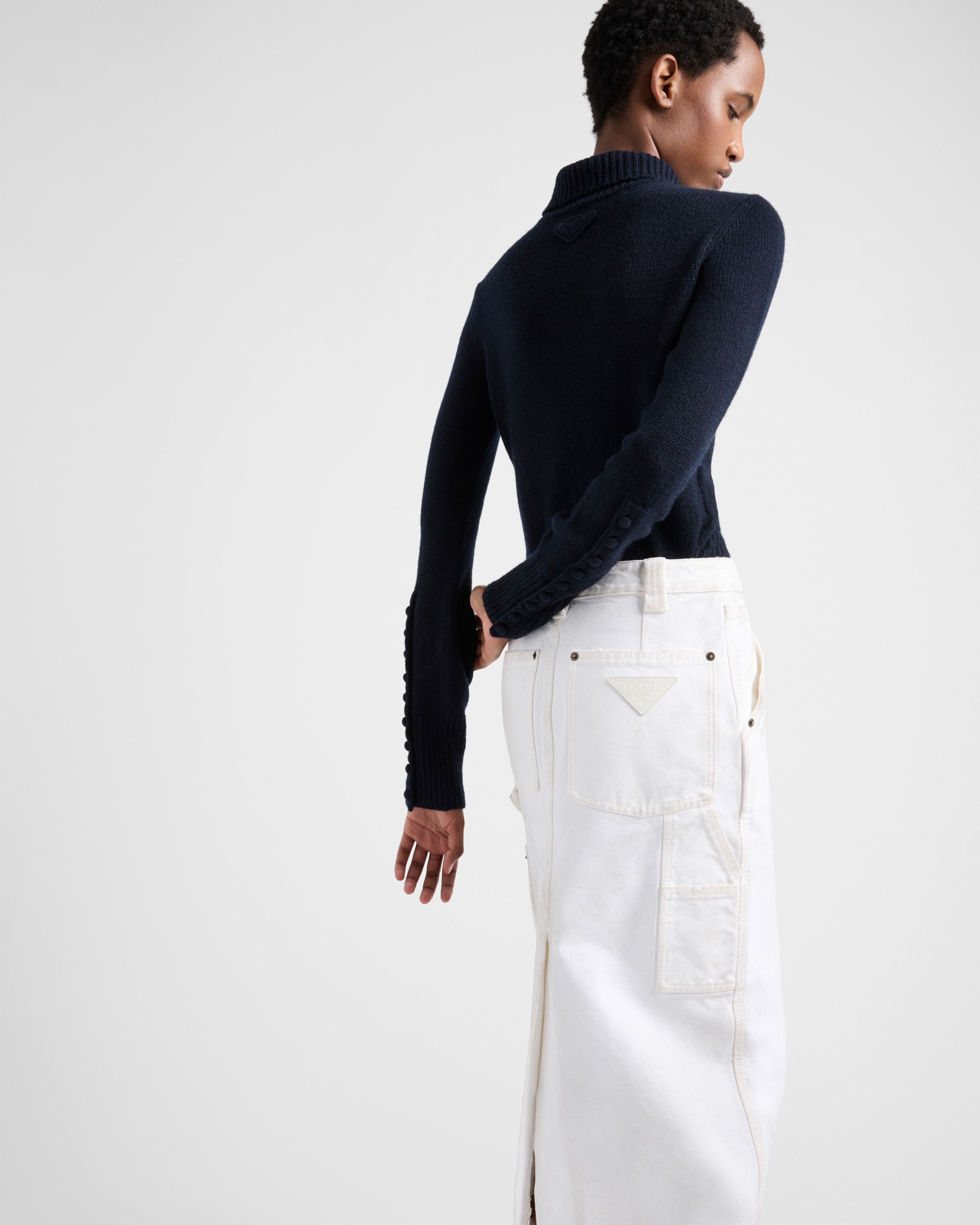 Prada Bleistiftrock Aus Old Canvas In Weiss