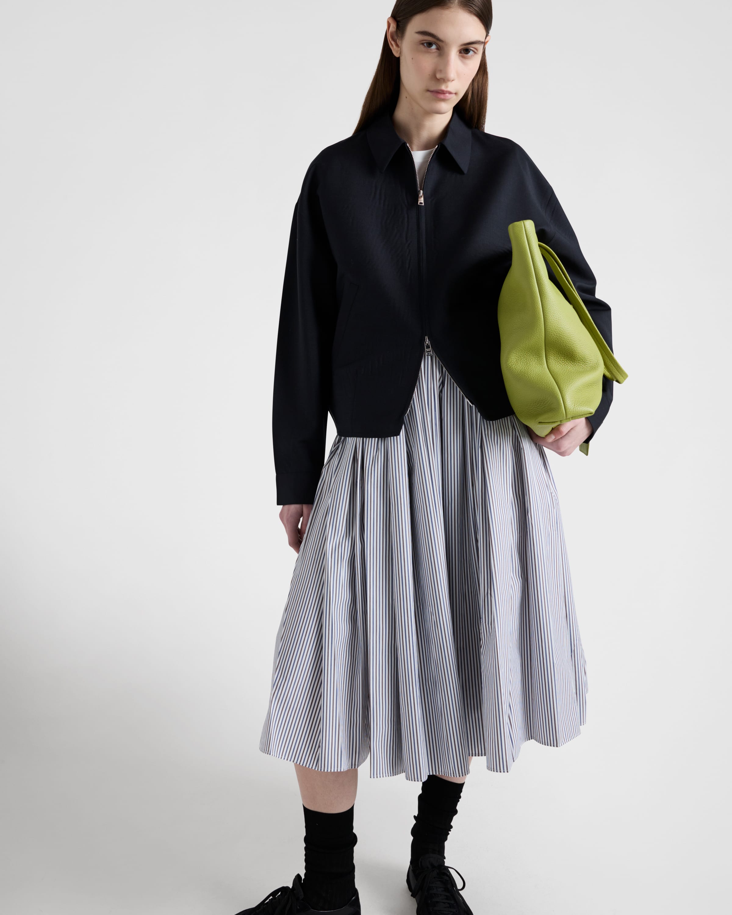 White/Blue Striped poplin skirt | PRADA