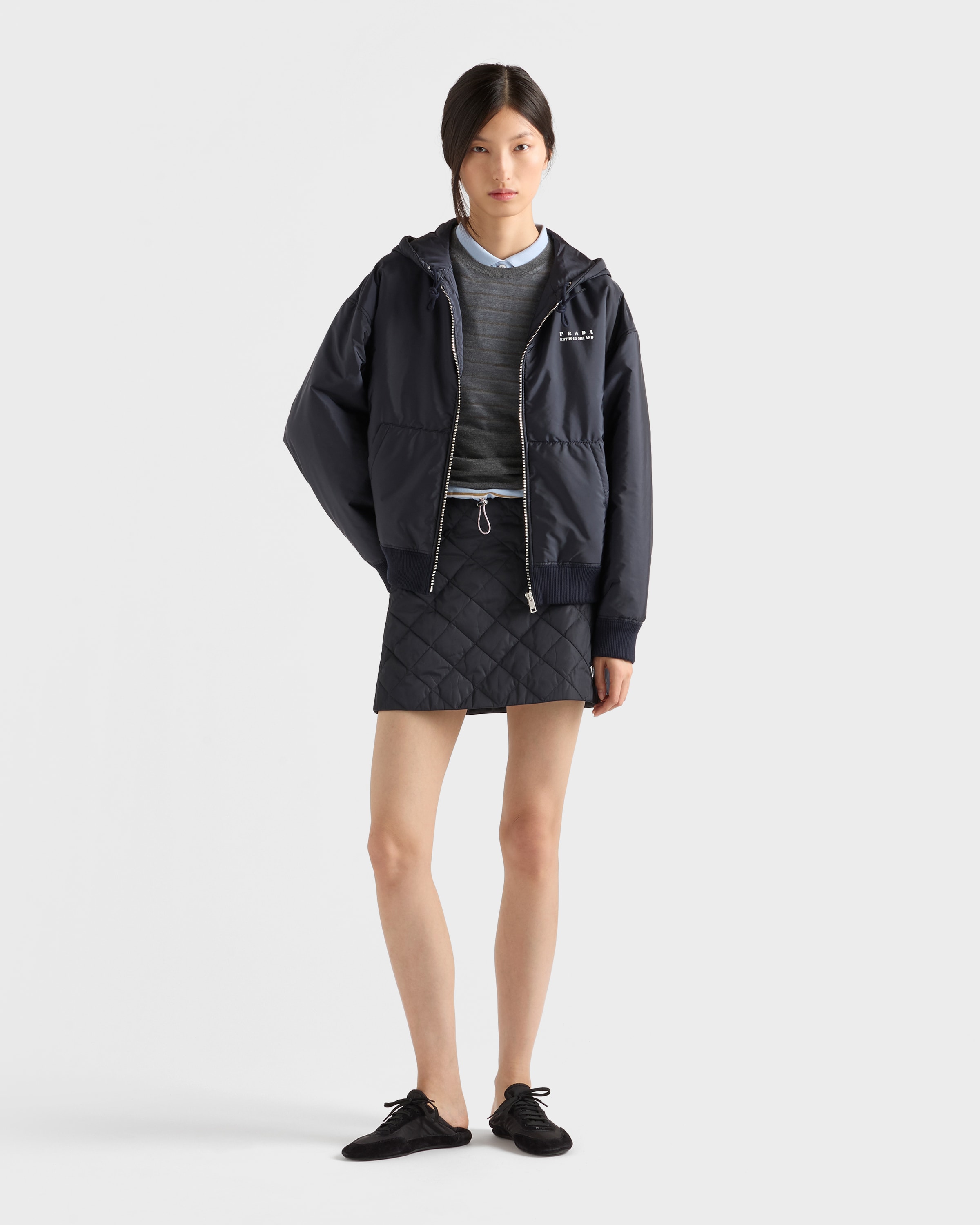 ネイビー ライトキルティング Re-Nylon ミニスカート | PRADA