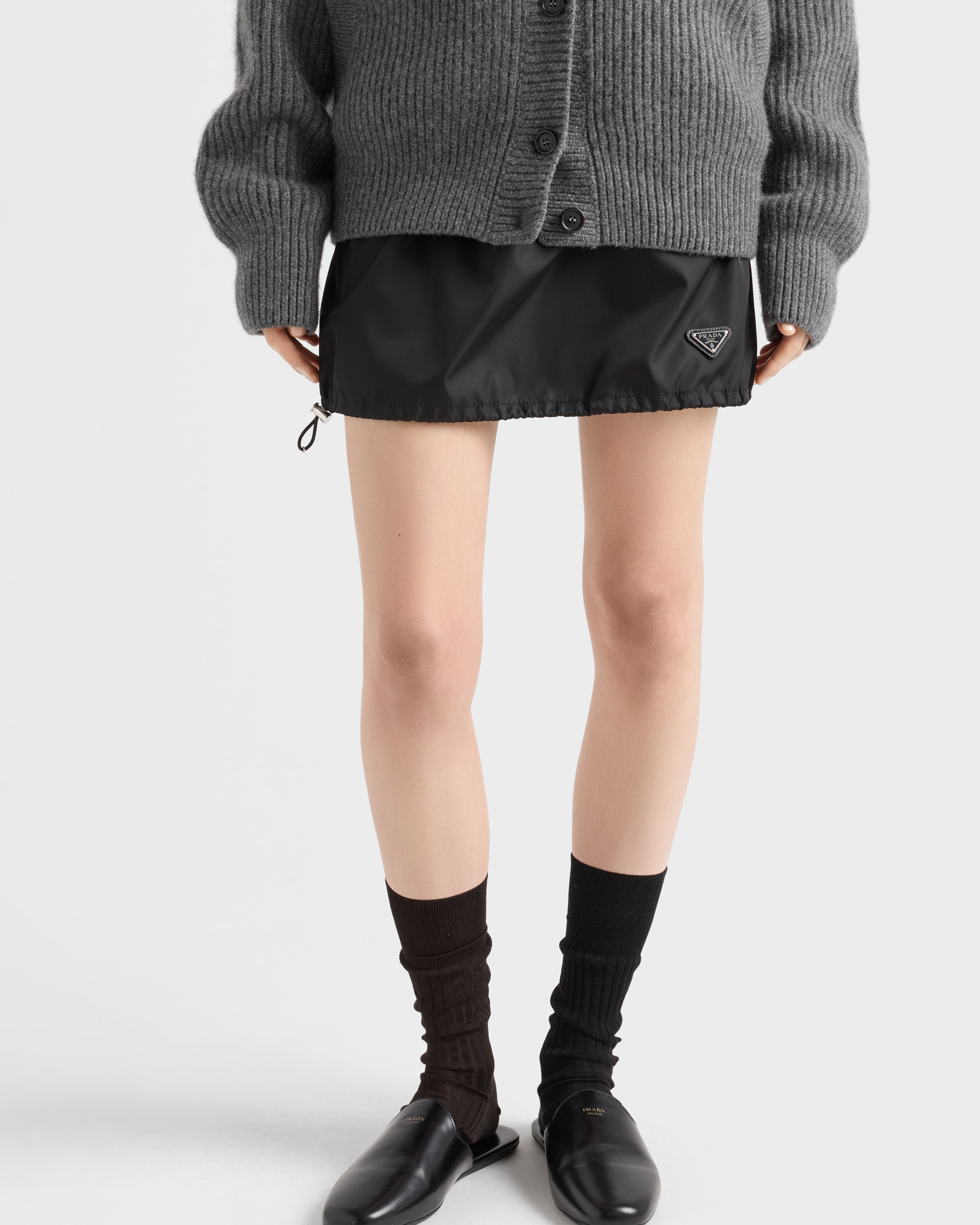 ブラック Re-nylon ミニスカート | PRADA