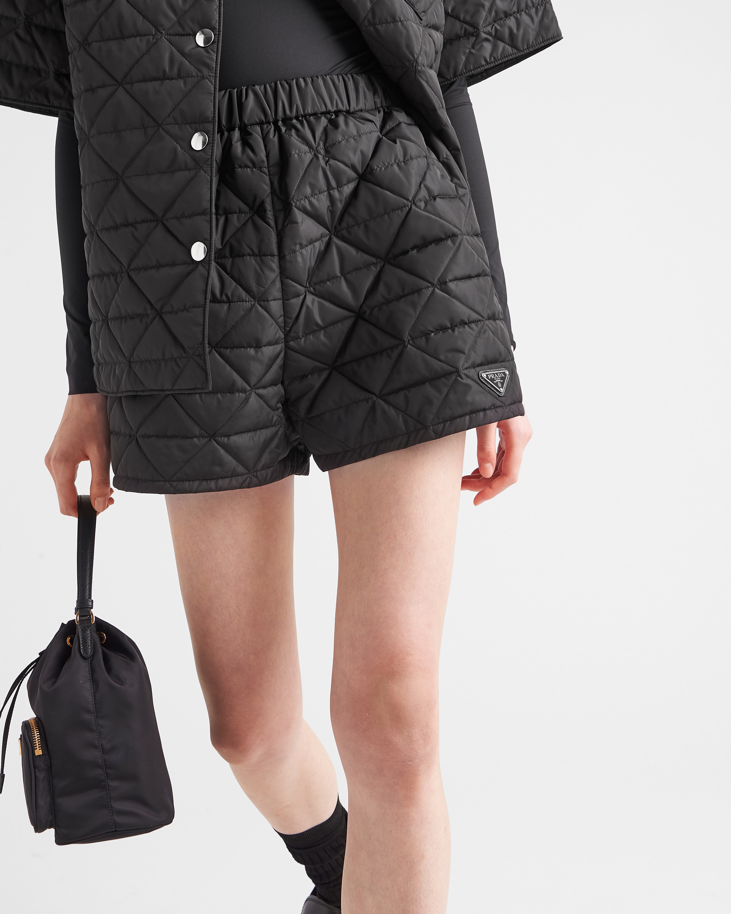 Black Re nylon Shorts PRADA