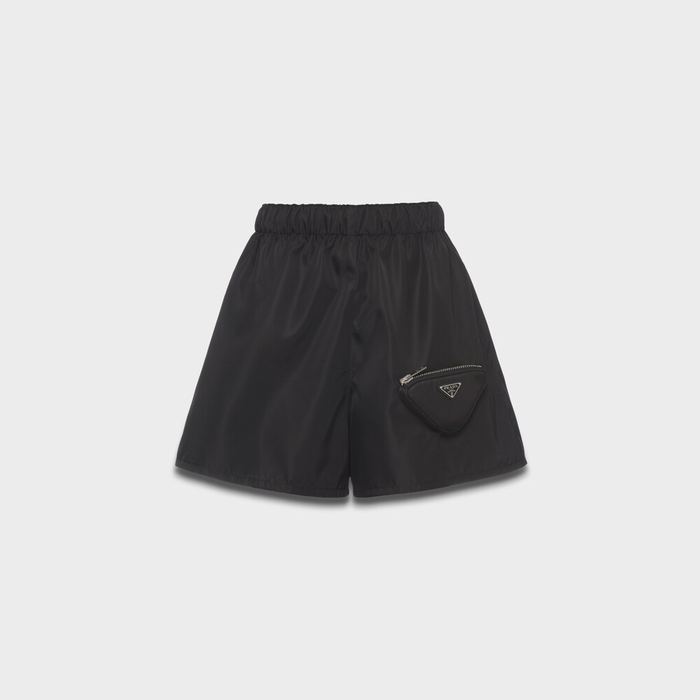 Black Re-Nylon shorts with pouch | Prada