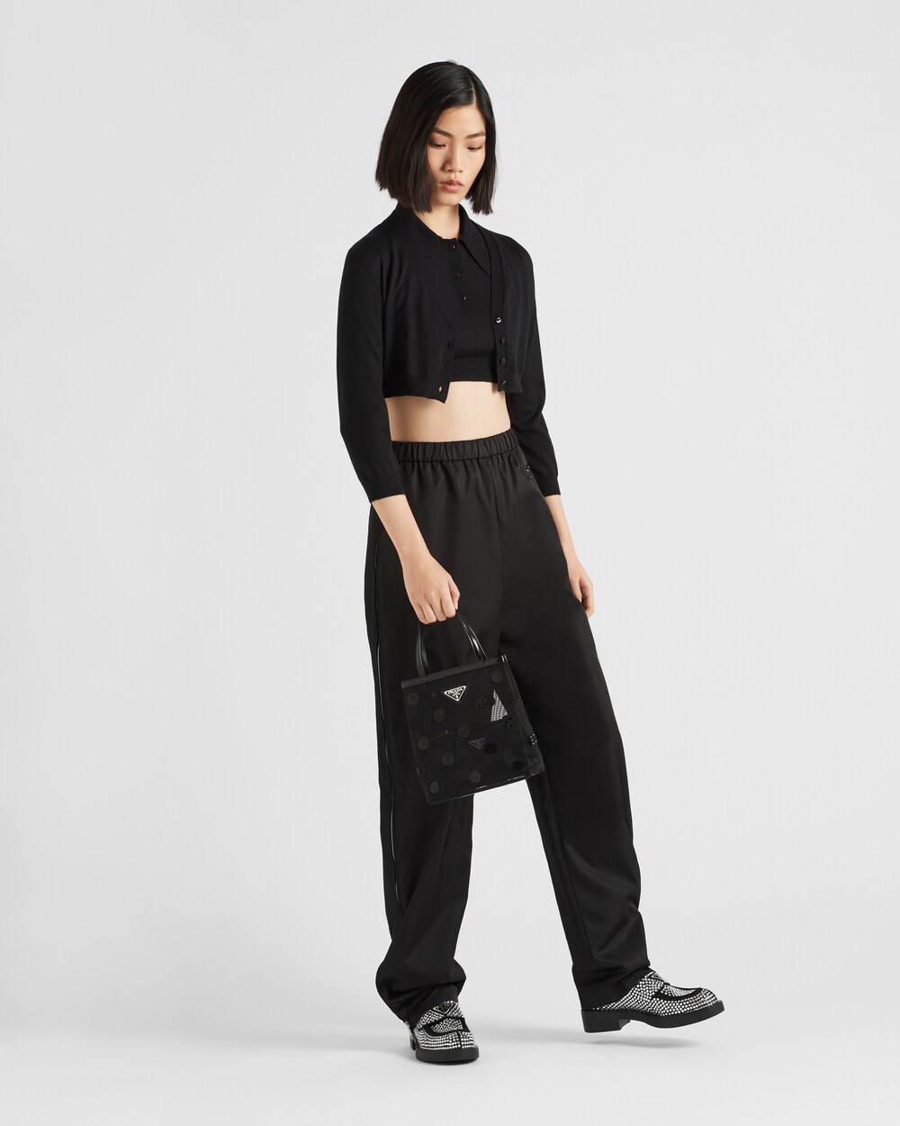Black Re-Nylon wide-legged joggers | Prada