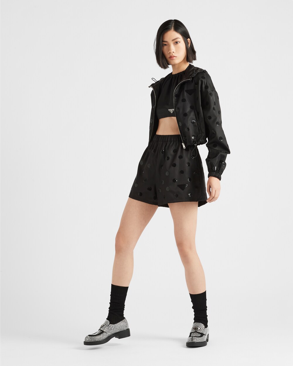 Black Re-Nylon sequin shorts | Prada