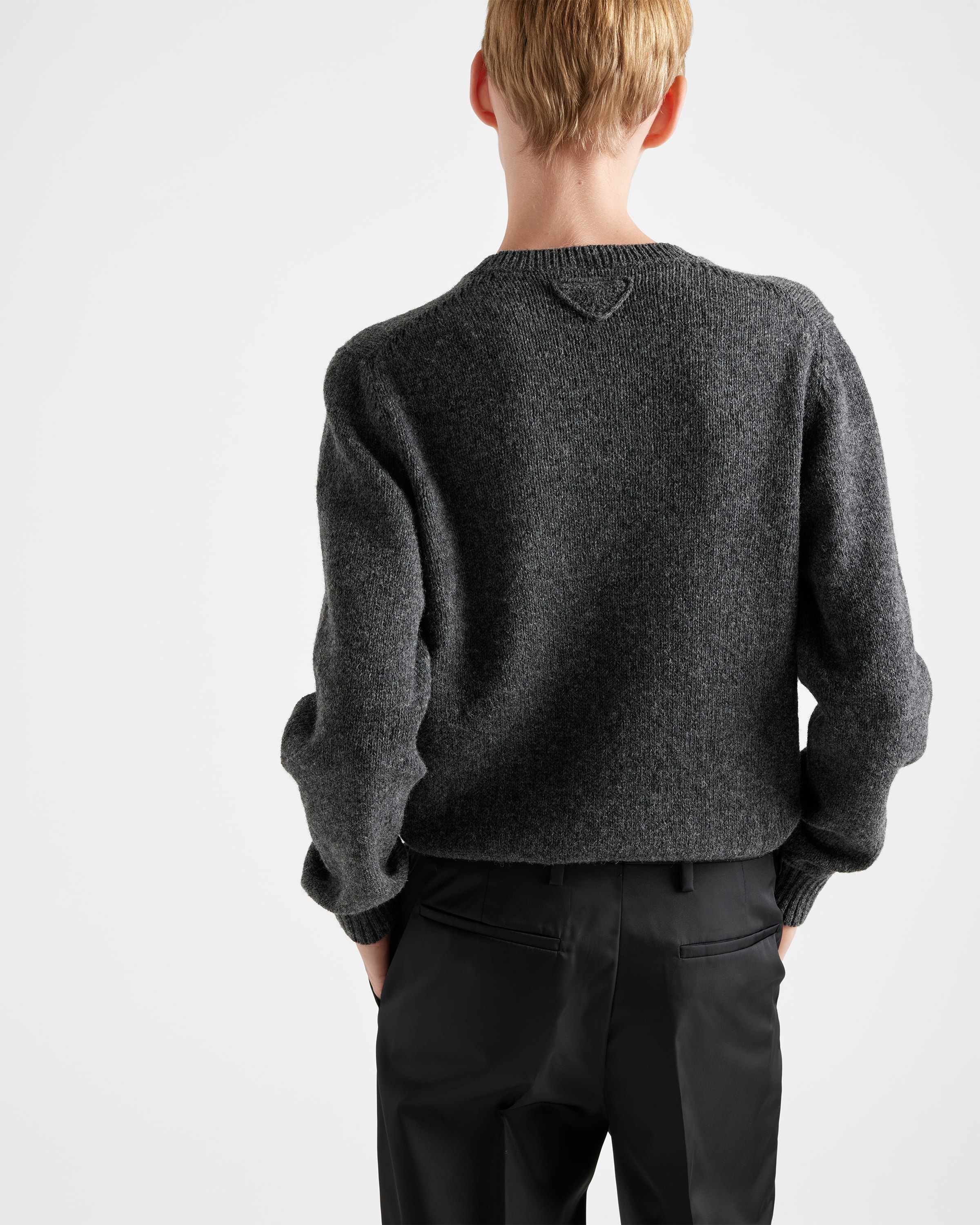 Prada Triangle-logo Straight Trousers In Black