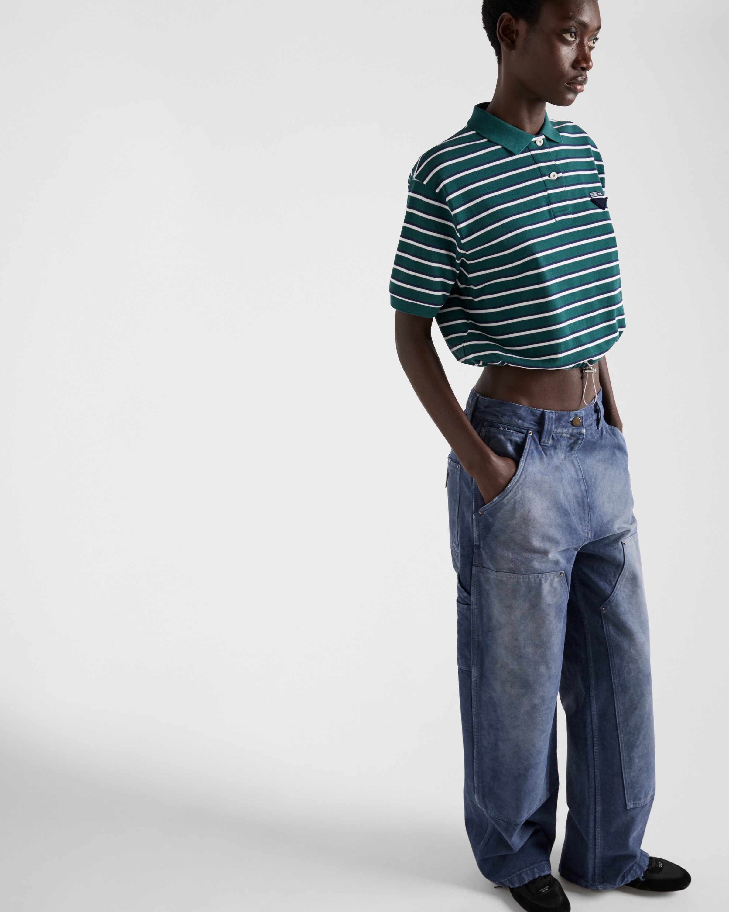 Prada Cotton Canvas Carpenter Trousers In Marineblau