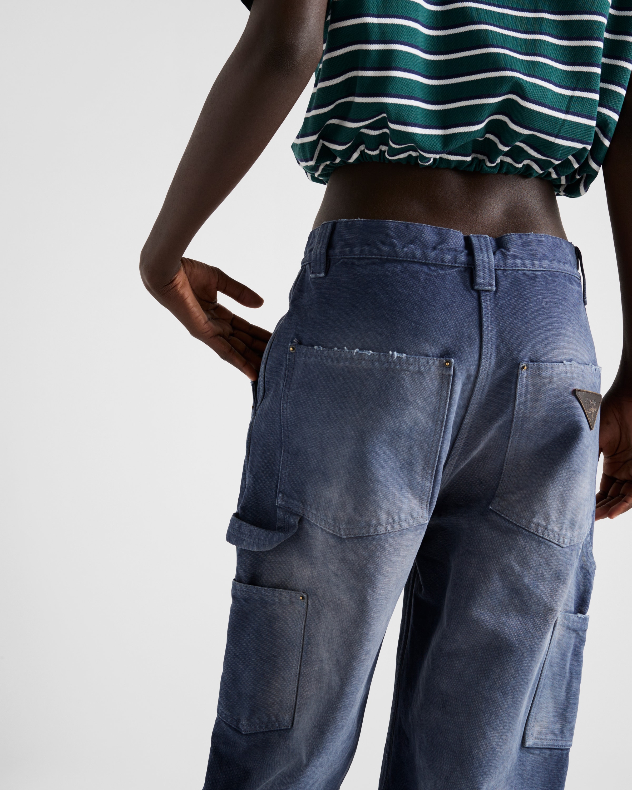 Prada Cotton Canvas Carpenter Trousers In Marineblau