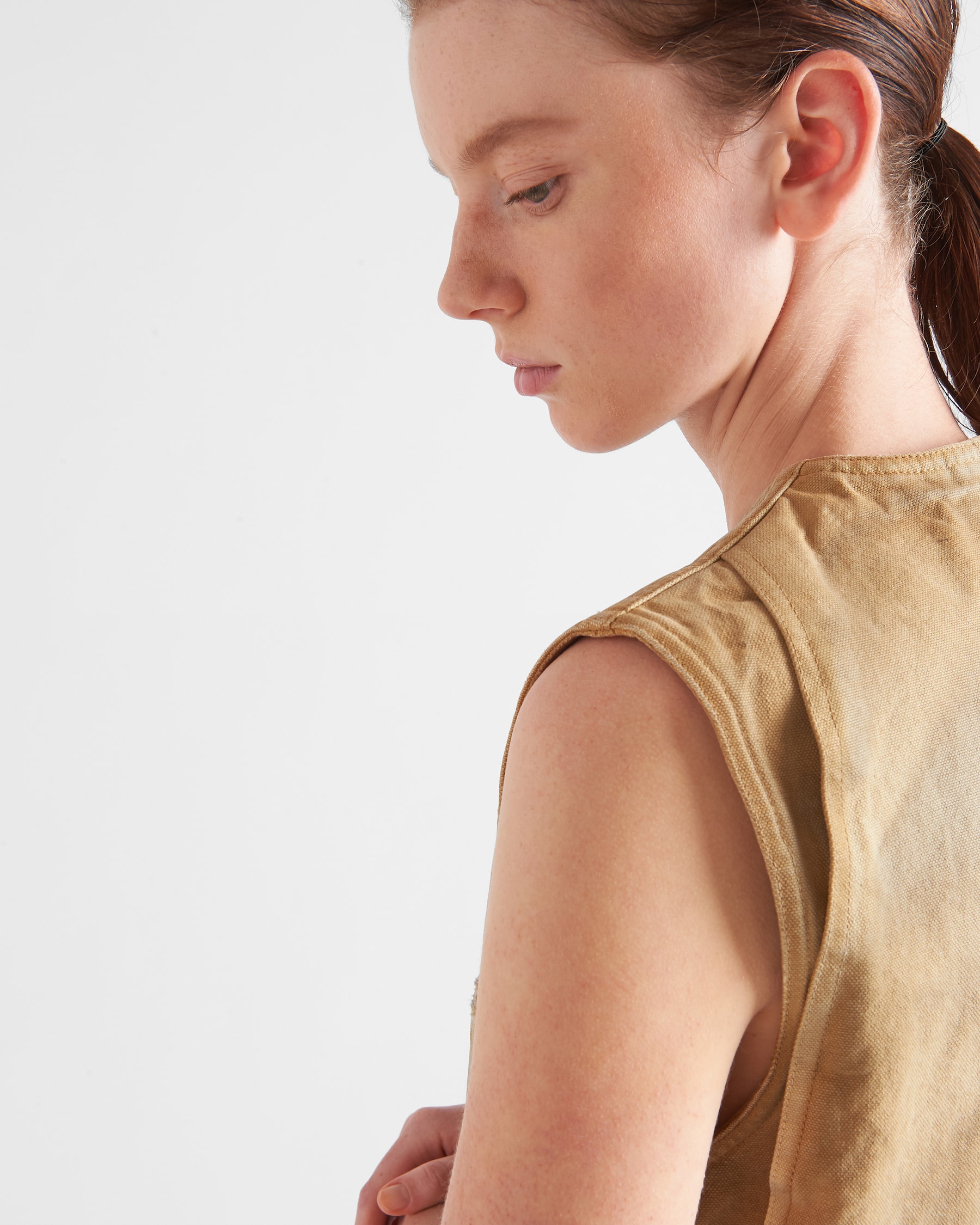 Prada 2025 Sleeveless Dress Beige Polyester