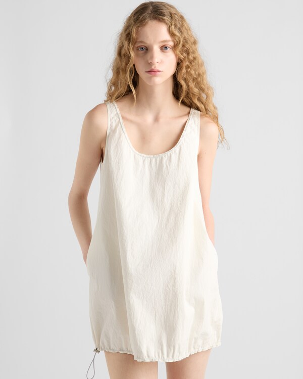 Sleeveless technical pongé mini-dress Sleeveless technical pongé mini-dress
