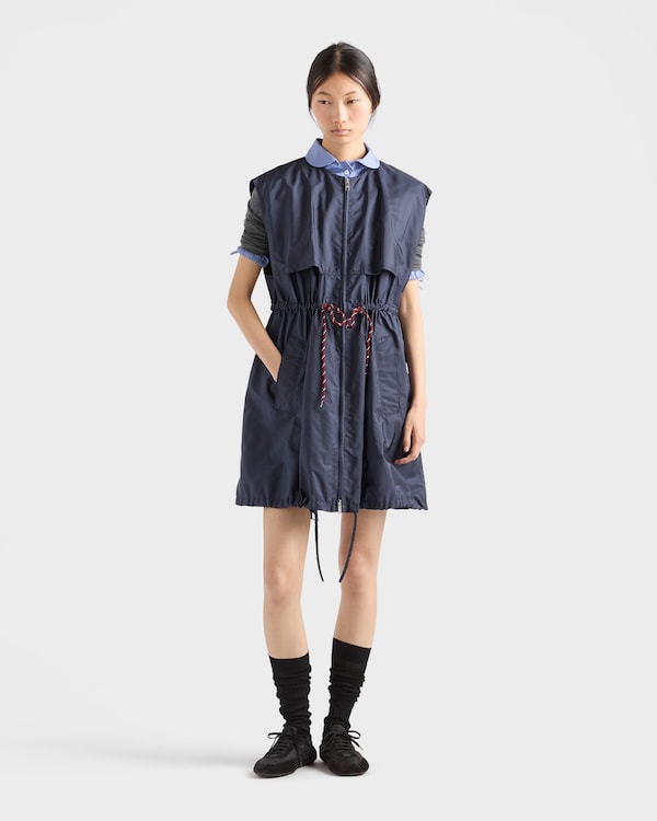 Light, sleeveless Re-Nylon mini-dress - Blue Light, sleeveless Re-Nylon mini-dress - Blue