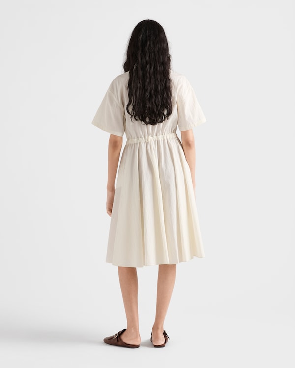 Short-sleeved technical pongé dress - Ivory Short-sleeved technical pongé dress - Ivory