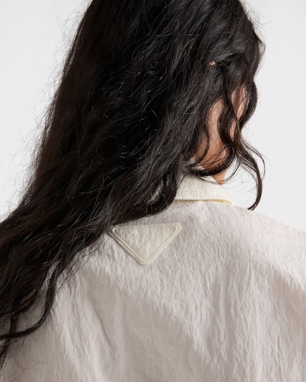 Short-sleeved technical pongé dress - Ivory Short-sleeved technical pongé dress - Ivory