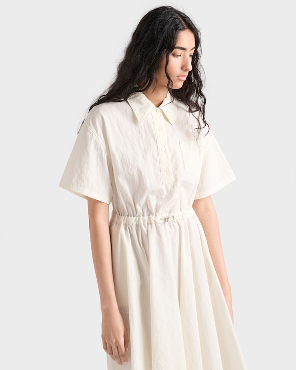 Short-sleeved technical pongé dress - Ivory Short-sleeved technical pongé dress - Ivory