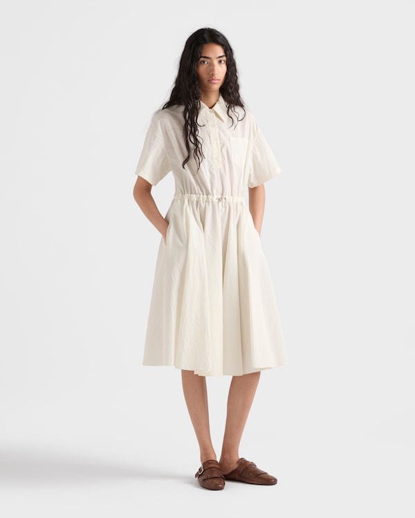 Short-sleeved technical pongé dress - Ivory Short-sleeved technical pongé dress - Ivory