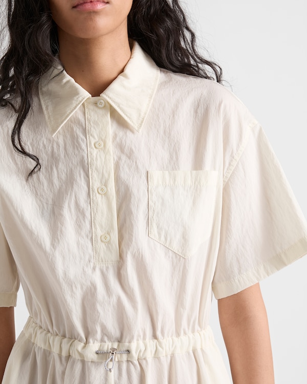 Short-sleeved technical pongé dress - Ivory Short-sleeved technical pongé dress - Ivory