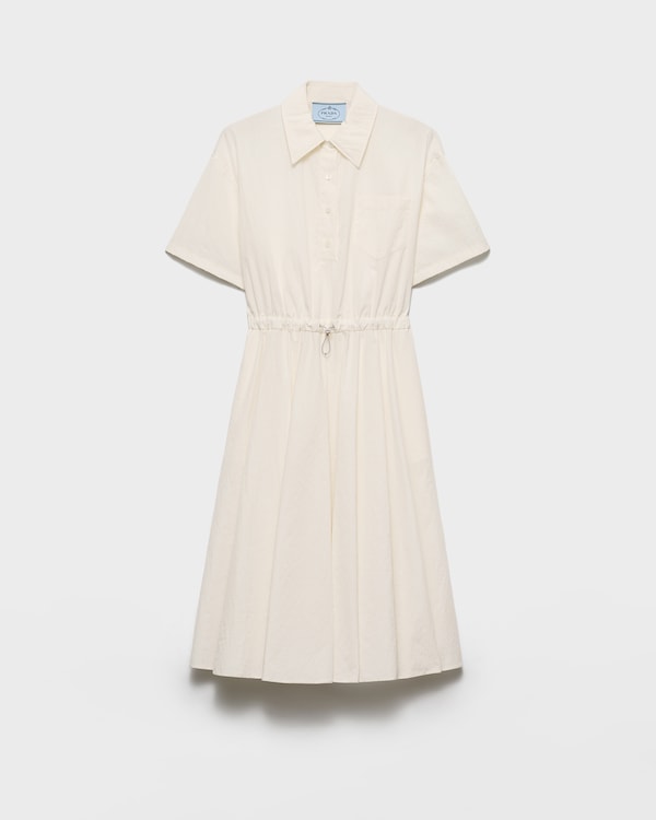 Short-sleeved technical pongé dress - Ivory Short-sleeved technical pongé dress - Ivory
