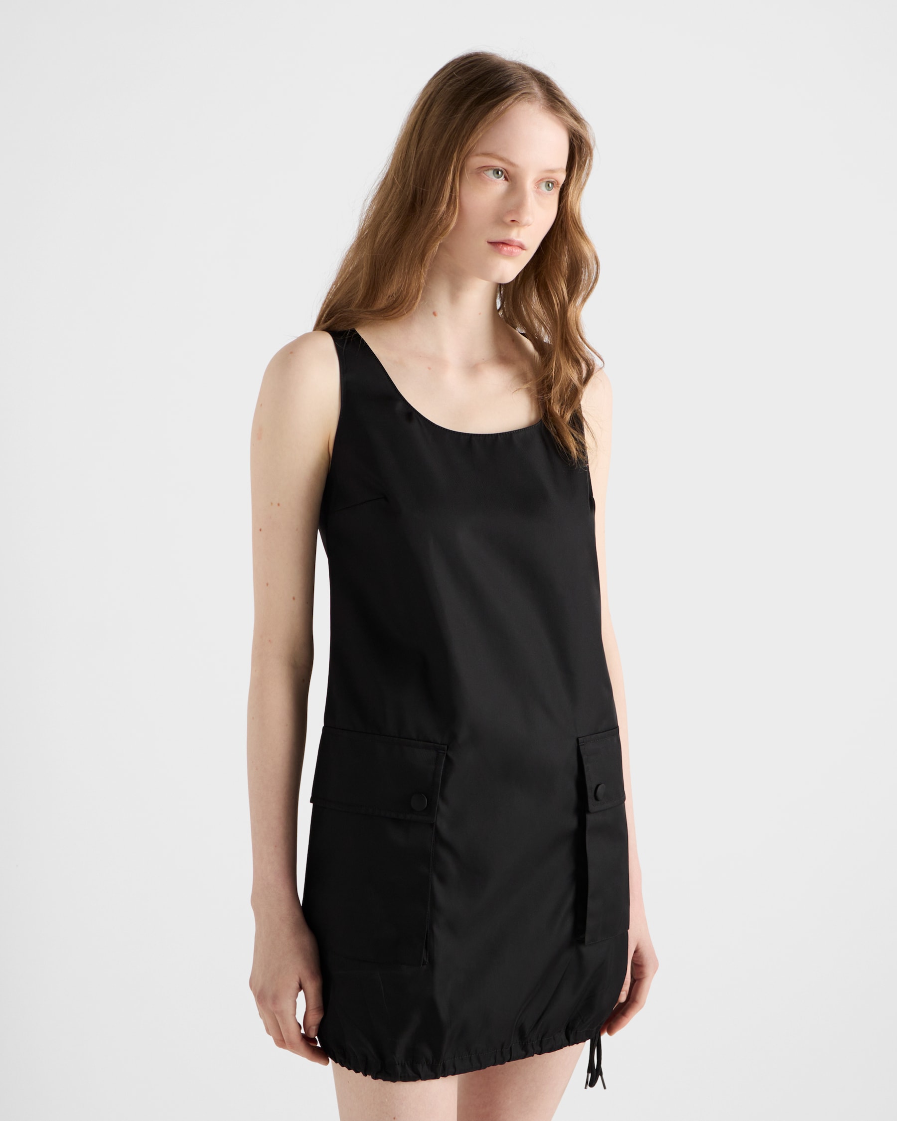 PHY-A0449 BROWN NYLON LONGUETTE DRESS