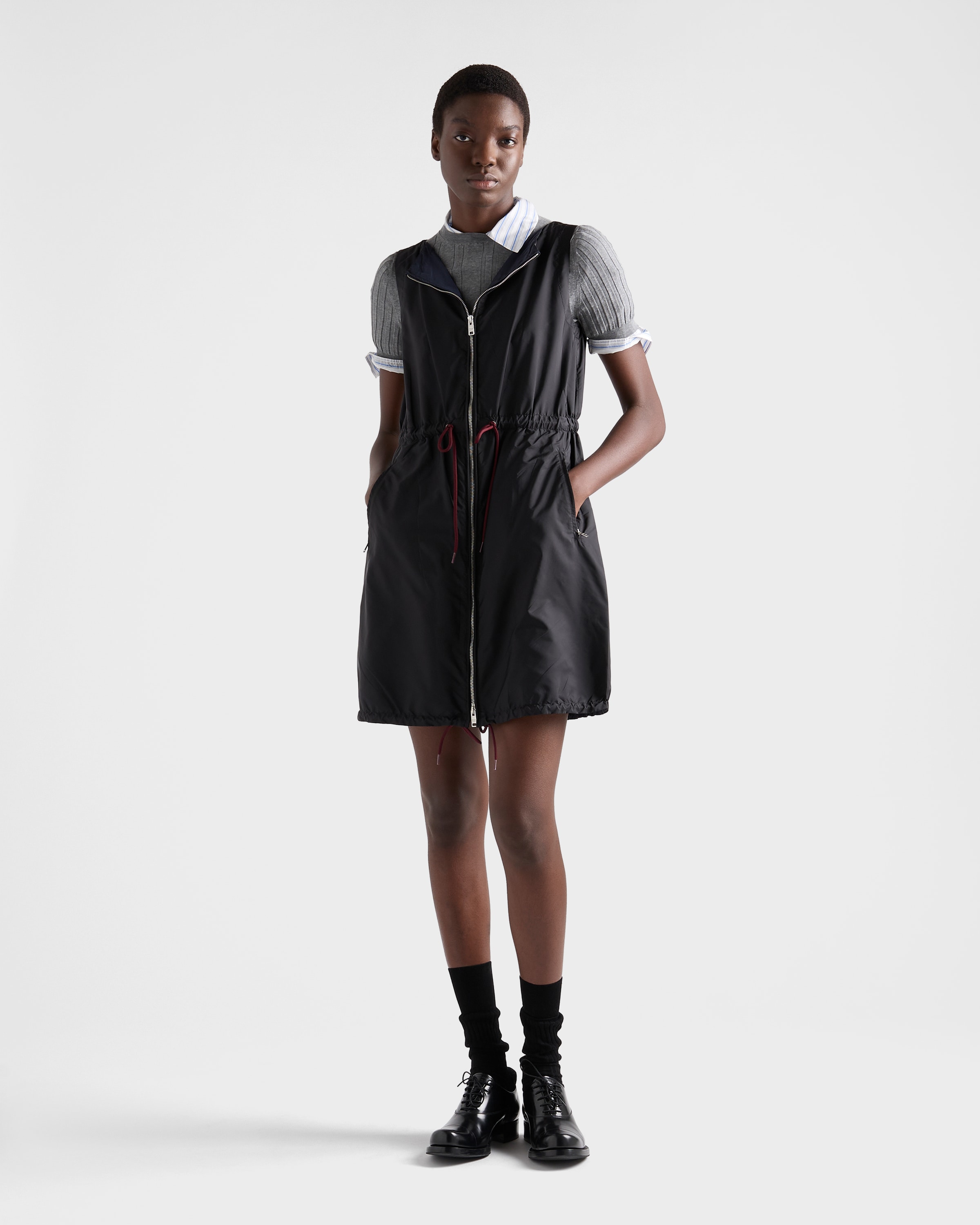 Prada Lightweight Re-nylon Mini-dress, Woman, Black, Size 36