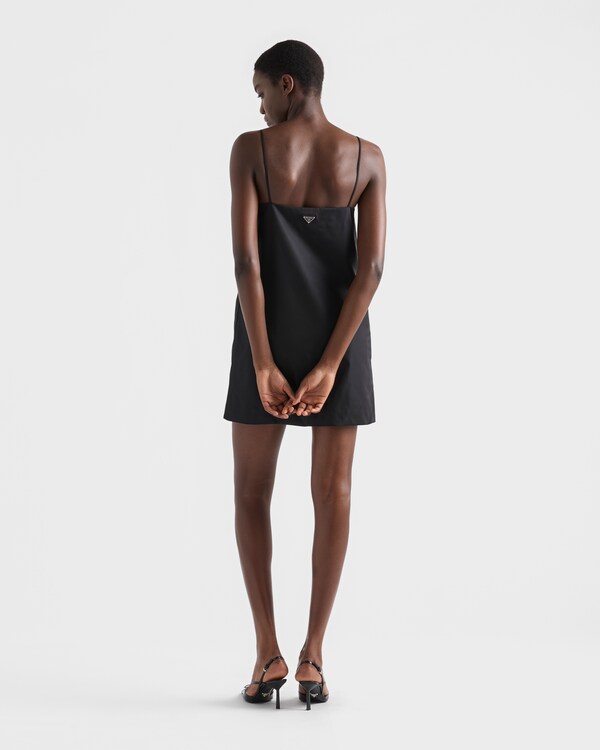 Re-Nylon mini-dress with floral appliqués - Negro Re-Nylon mini-dress with floral appliqués - Negro