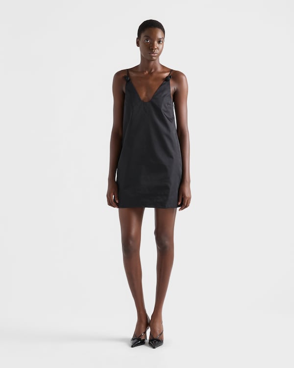 Re-Nylon mini-dress with floral appliqués - Negro Re-Nylon mini-dress with floral appliqués - Negro