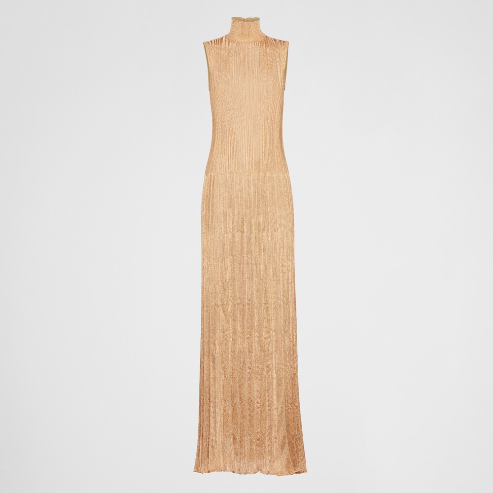 Prada Robe longue en lamé à col roulé 1
