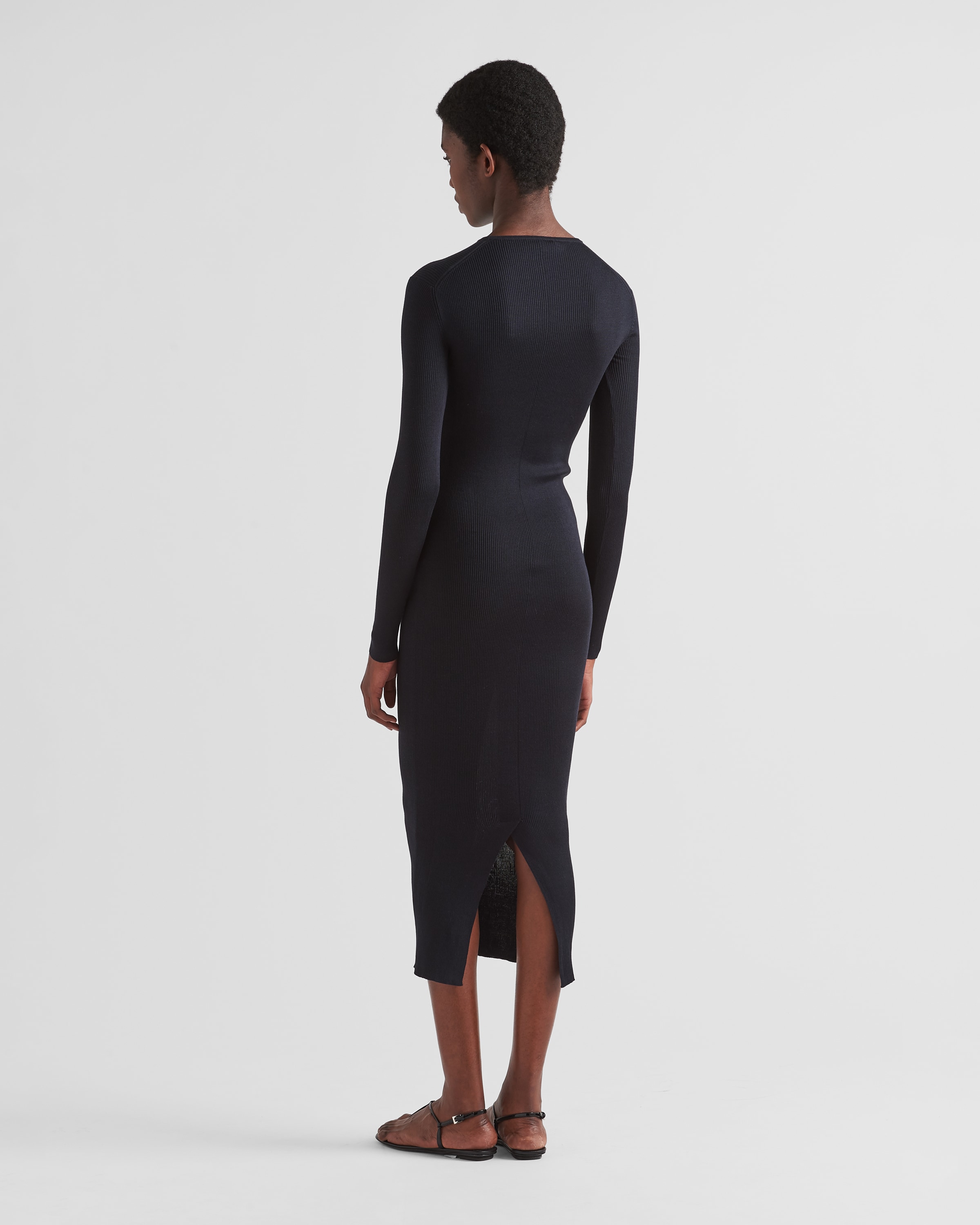 Abito Lungo In Maglia Di Seta Nero PRADA
