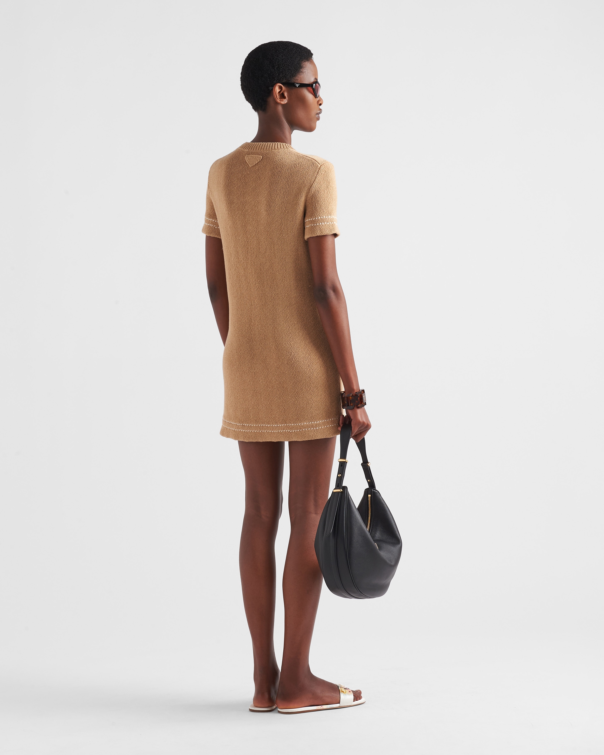 Albino White Cotton crew-neck dress | PRADA