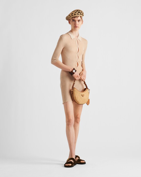 Prada 25 Sleeveless Dress Beige Cotton Polyester