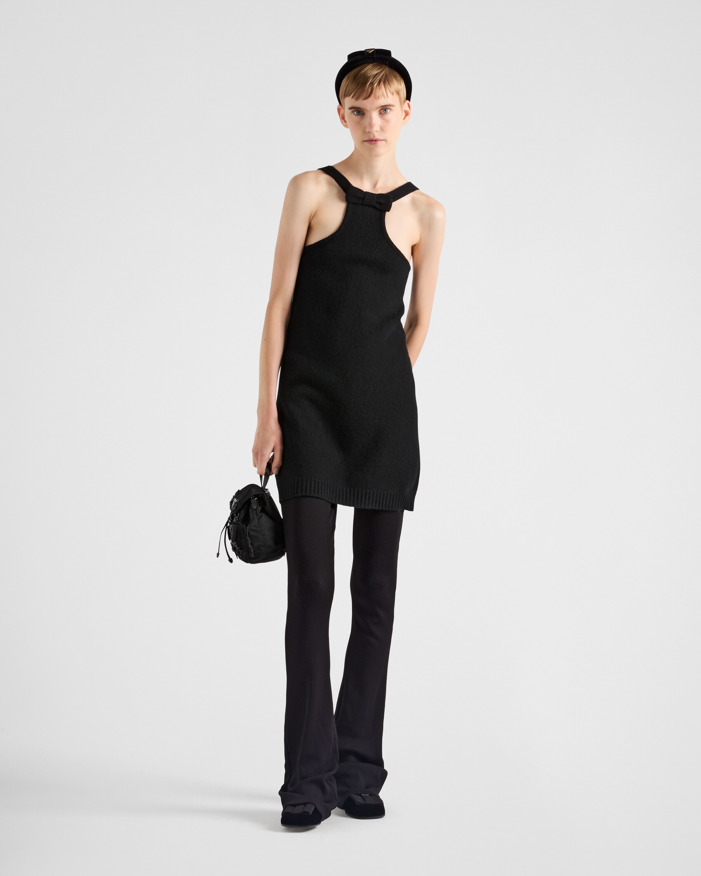 Prada Wool Mini Dress In Black | ModeSens