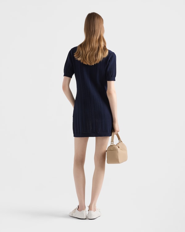 Robe courte en coton ajouré - Bleu Robe courte en coton ajouré - Bleu