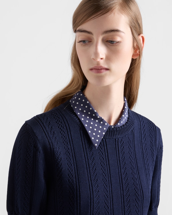 Robe courte en coton ajouré - Bleu Robe courte en coton ajouré - Bleu