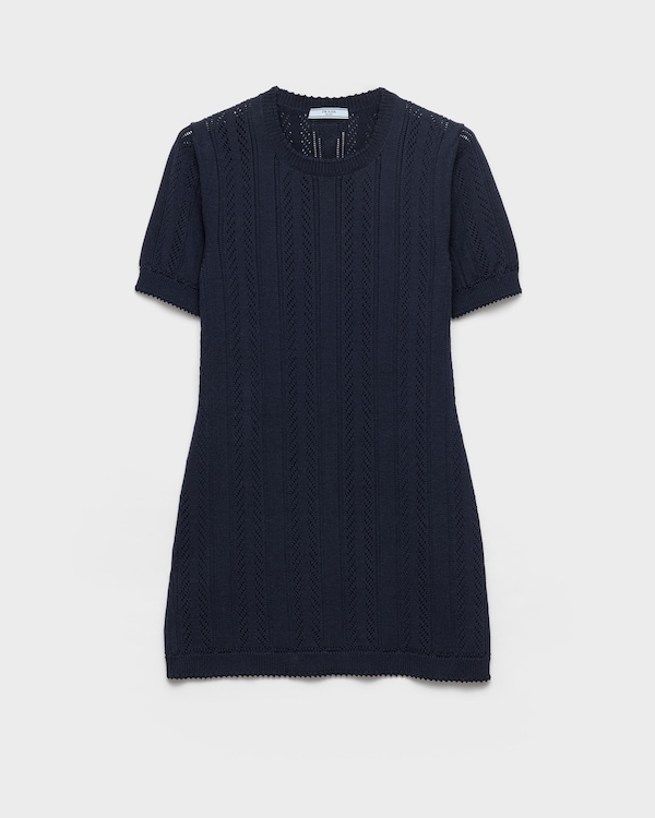 Robe courte en coton ajouré - Bleu Robe courte en coton ajouré - Bleu