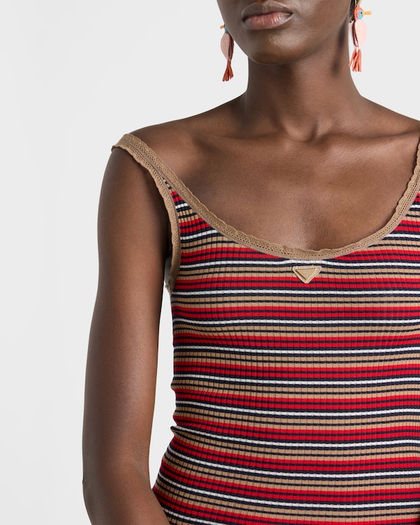 Striped cotton dress - Blue/Red Striped cotton dress - Blue/Red