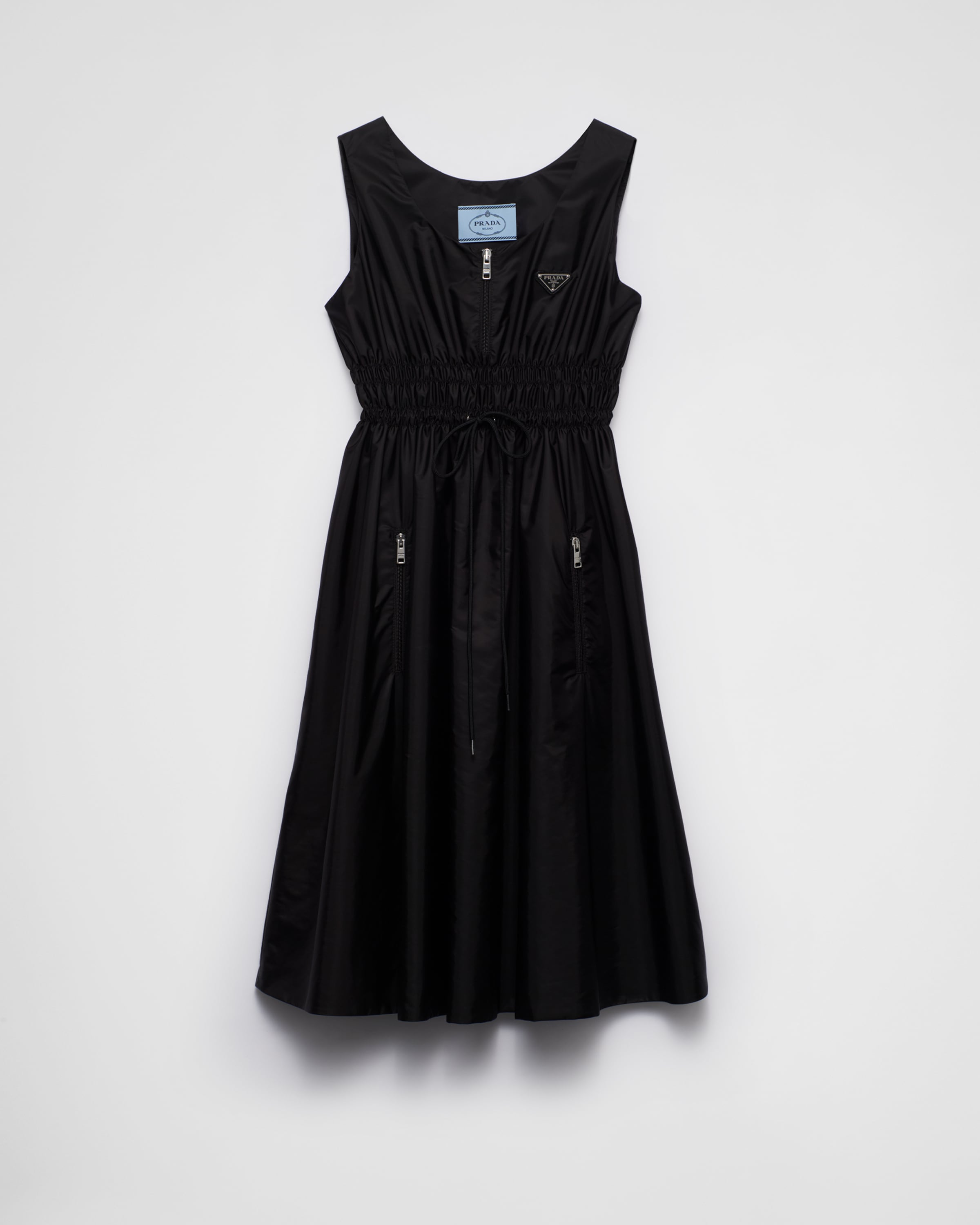 Shop Prada Light Re-nylon Sleeveless Dress In Black