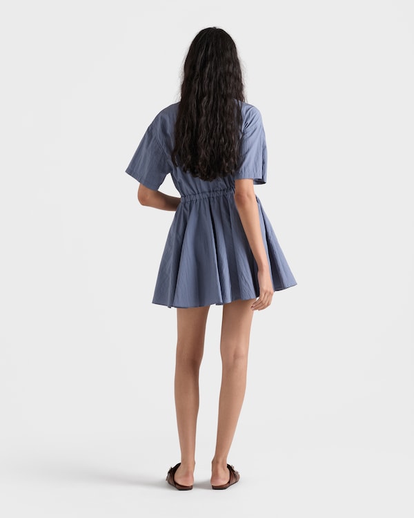 Short-sleeved technical pongé dress - Aviator Blue Short-sleeved technical pongé dress - Aviator Blue