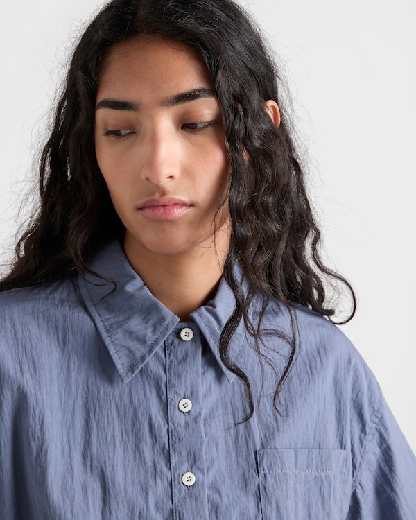 Short-sleeved technical pongé dress - Aviator Blue Short-sleeved technical pongé dress - Aviator Blue