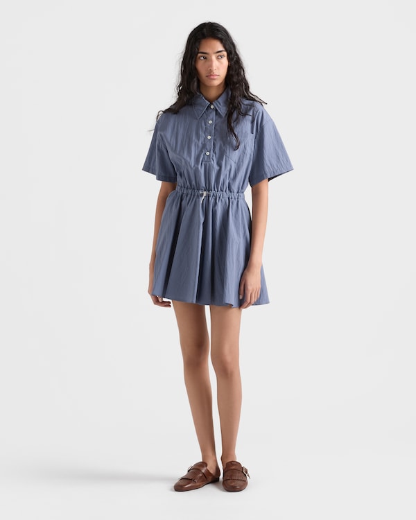 Short-sleeved technical pongé dress - Aviator Blue Short-sleeved technical pongé dress - Aviator Blue