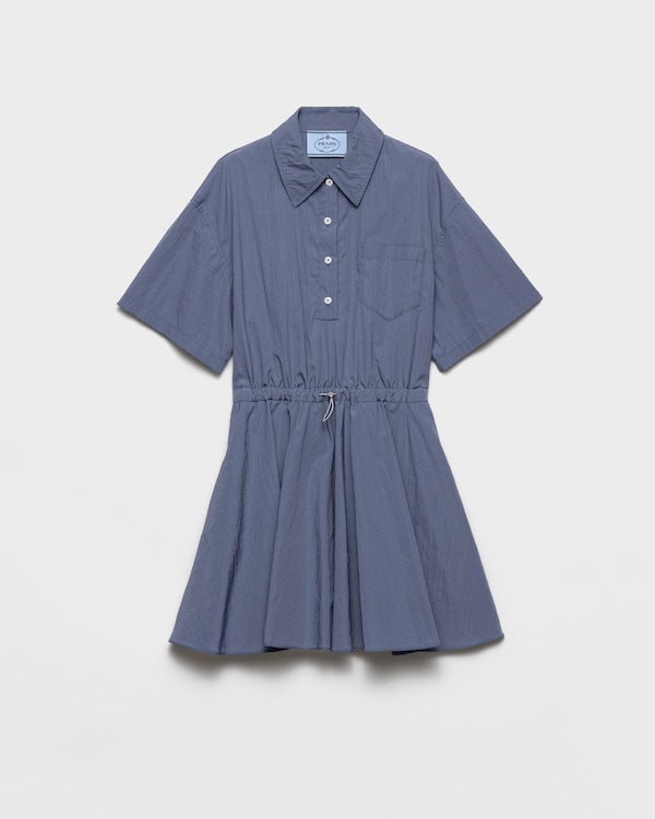Short-sleeved technical pongé dress - Aviator Blue Short-sleeved technical pongé dress - Aviator Blue