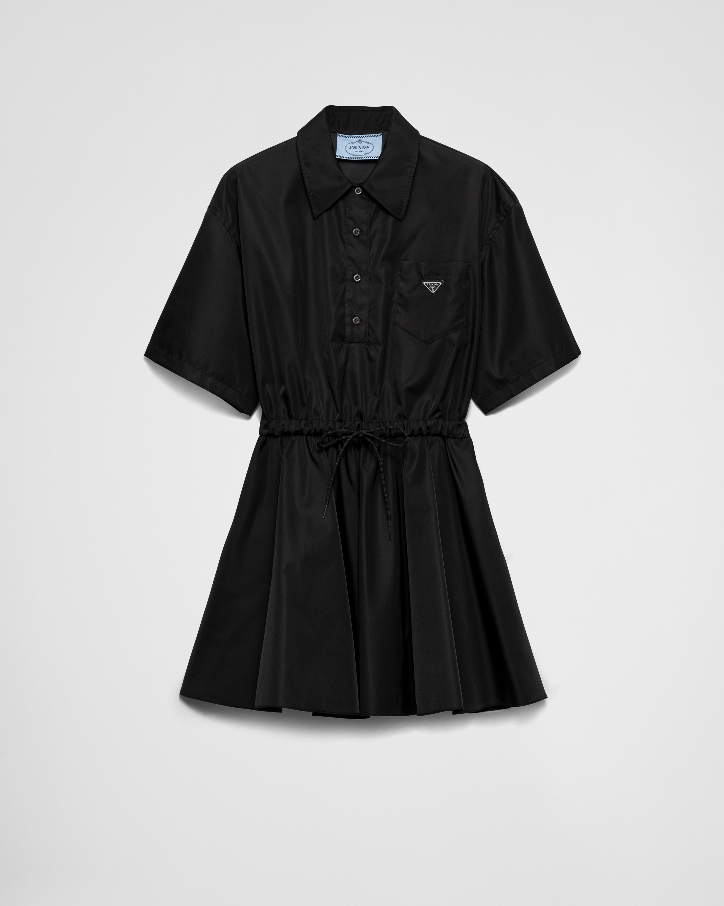 Black Short-sleeved Re-nylon Dress | PRADA