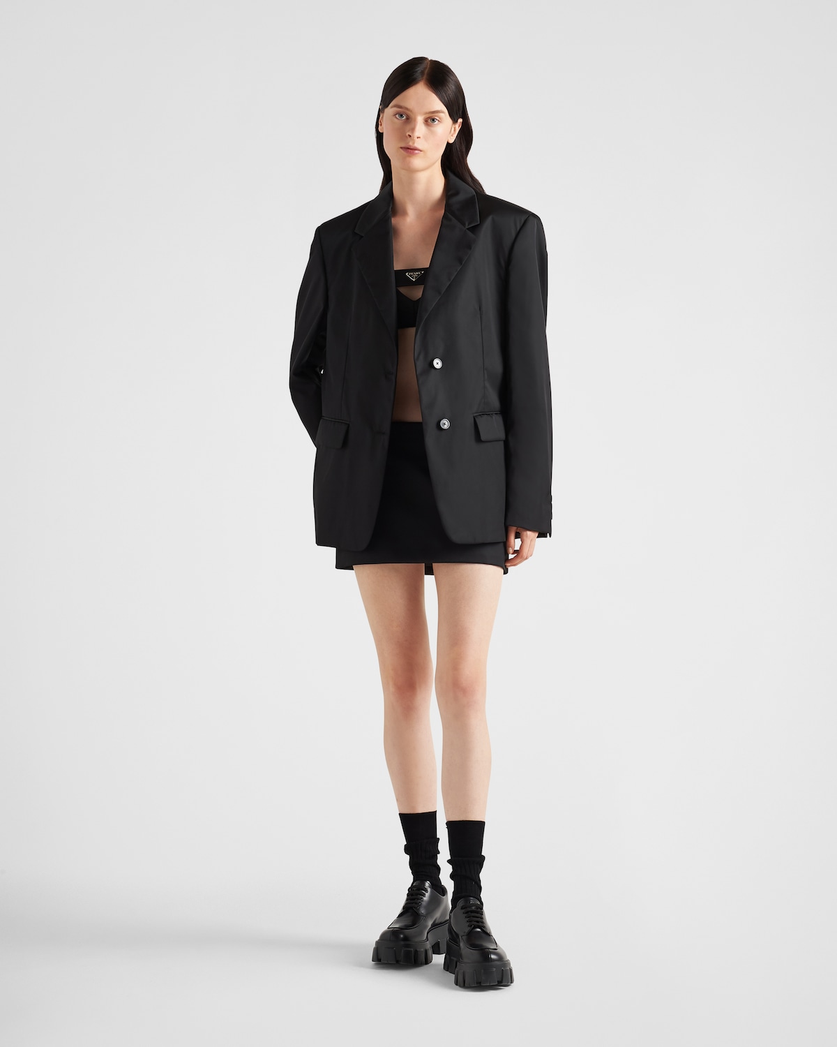 PRADA Size 4 Black Polyester Single Breasted Jacket Blazer main image 0