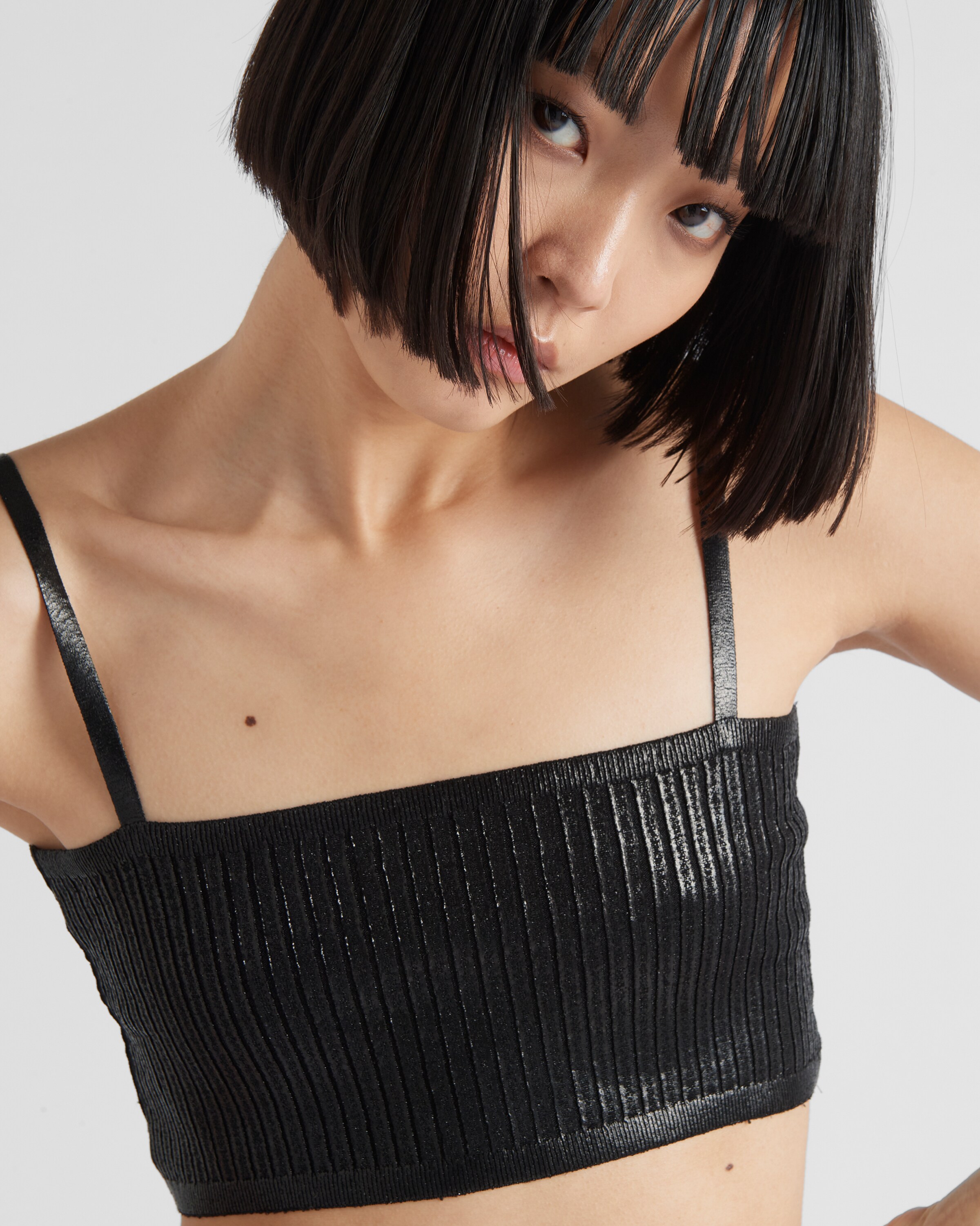 Black Lurex crop top | Prada