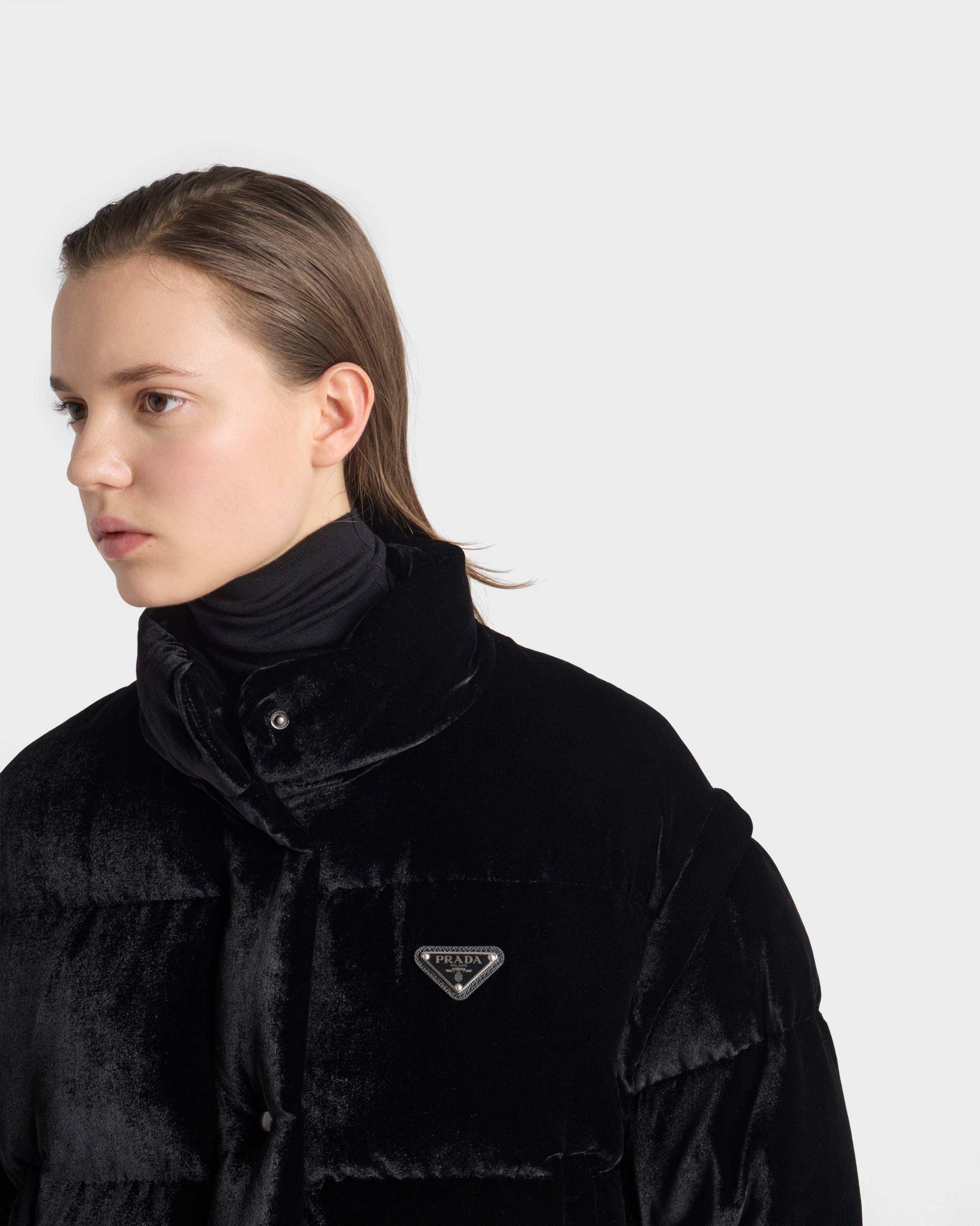 Black Velvet Down Jacket | PRADA
