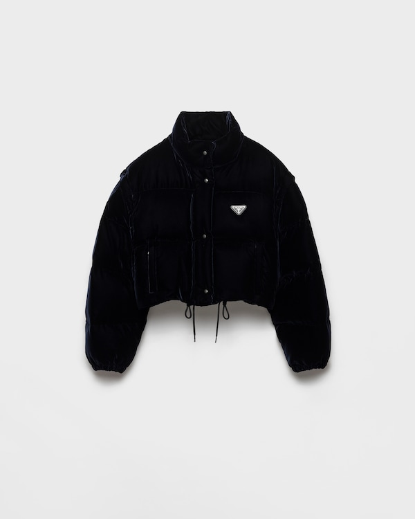 PRADA ジャケット ブラック Re-Nylon クロップド ブルゾンジャケット | PRADA